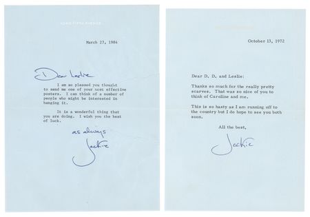 Lot #171 Jacqueline Kennedy (2) Typed Letters