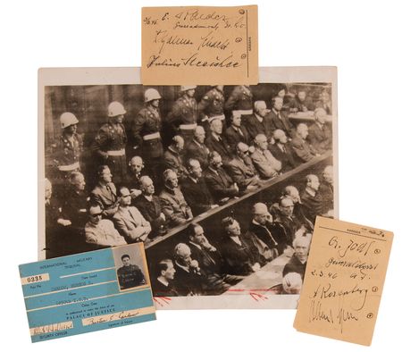 Lot #132 Nuremberg Trials: Signatures of (7) Nazi Defendants, Obtained by an International Military Tribunal Security Guard - Image 1
