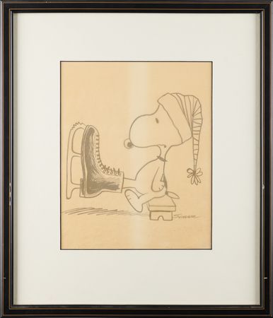 Lot #360 Charles Schulz Signed Sketch of Snoopy