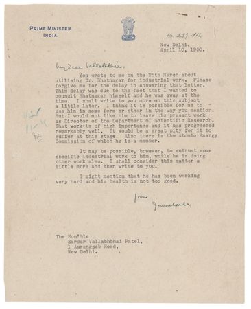 Lot #212 Jawaharlal Nehru Typed Letter Signed