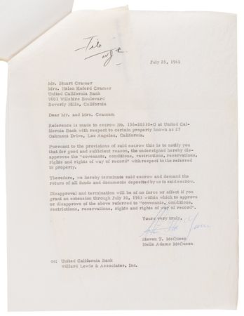 Lot #398 Steve McQueen Los Angeles Property Escrow Portfolio Signed (10) Times - Image 4