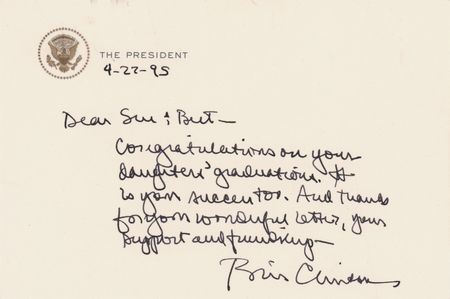 Lot #192 Bill Clinton Autograph Letter Signed as