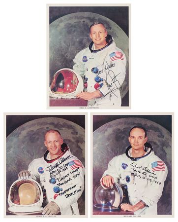 Lot #279 Apollo 11 (3) Signed Photographs -