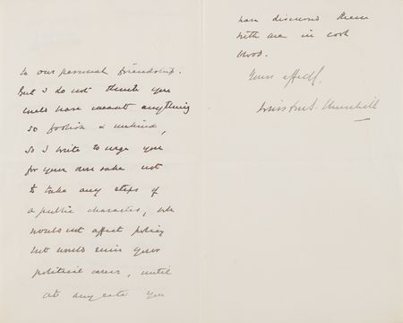 Lot #3 Winston Churchill (5) “Secret” Autograph and Typed Letters Signed, Offering Candid Political Advice to His First Cousin, with (9) Related Letters from Randolph Churchill, Alfonso XIII, and George V - Image 3