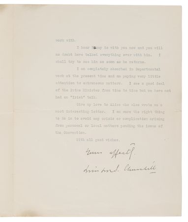Lot #3 Winston Churchill (5) “Secret” Autograph and Typed Letters Signed, Offering Candid Political Advice to His First Cousin, with (9) Related Letters from Randolph Churchill, Alfonso XIII, and George V - Image 9