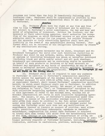 Lot #388 Carl Sandburg Signed Television Contract - 