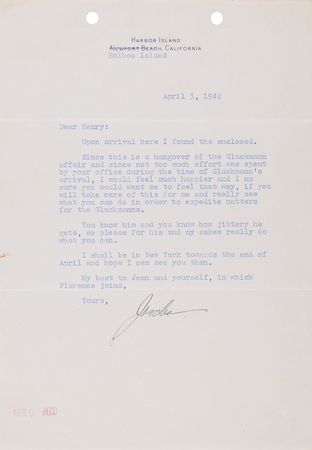 Lot #396 Jascha Heifetz (3) War-Dated Typed Letters Signed and Refugee Visa Archive Assisting Grigory Gluckmann’s Escape from Occupied France - Image 5
