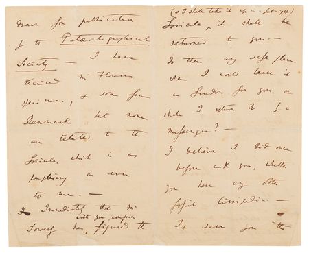 Lot #237 Charles Darwin Autograph Letter Signed, Arranging for a Barnacle Fossil to be 