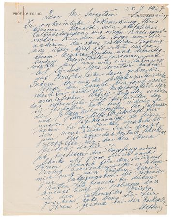 Lot #251 Sigmund Freud Autograph Letter Signed on