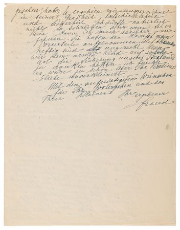 Lot #251 Sigmund Freud Autograph Letter Signed on the Psychoanalytic Treatment of a Child: 