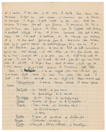 Lot #376 Jean-Paul Sartre Autograph Letter Signed with Recommended Reading: Nietzsche, Heidegger, Plato, and Freud - Image 3