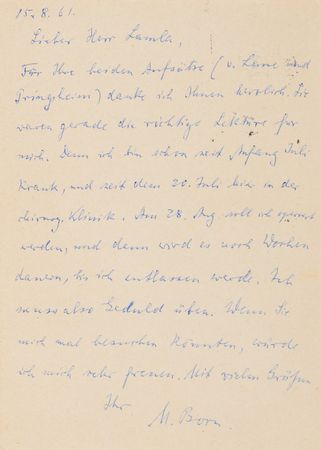 Lot #234 Max Born (5) Autograph Letters Signed on Quantum Field Theory, Mentioning Bohr, Heisenberg, and von Weizsäcker - Image 11