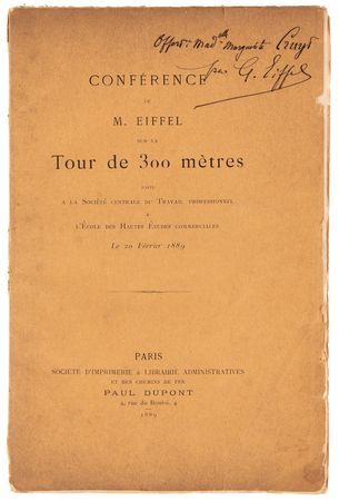 Lot #339 Gustave Eiffel Signed Booklet on the