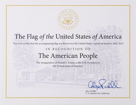 Lot #197 Donald Trump 2025 U.S. Capitol-Flown Inauguration Flag - Image 3