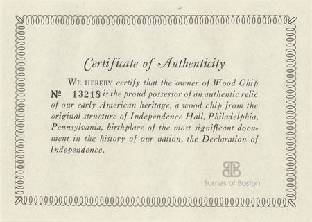 Lot #202 Independence Hall Wood Relic - Limited Edition - Image 7