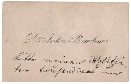 Lot #395 Anton Bruckner Handwritten Note on Calling Card - Image 2