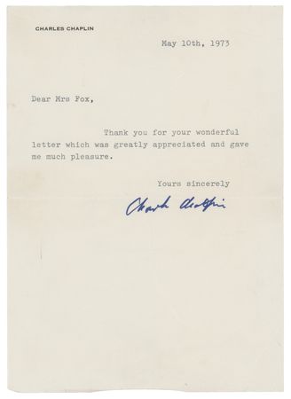 Lot #411 Charlie Chaplin Typed Letter Signed
