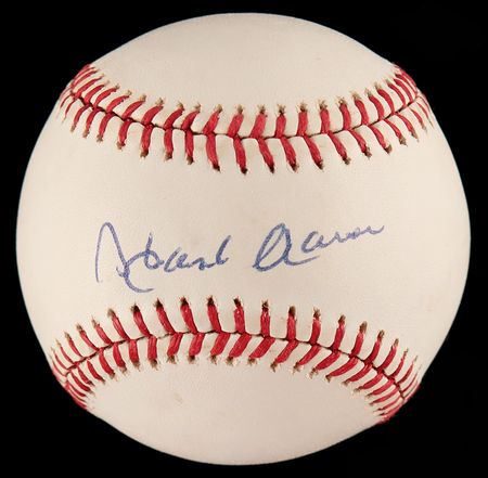 Lot #465 Hank Aaron Signed Baseball