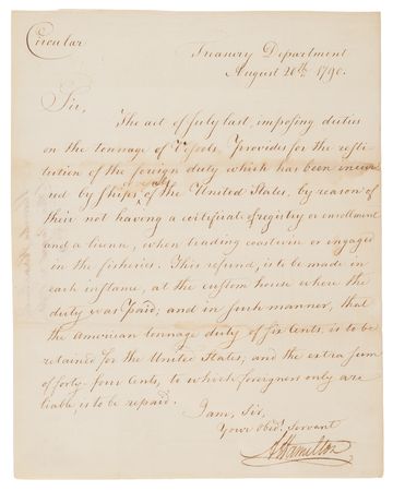 Lot #201 Alexander Hamilton Letter Signed as