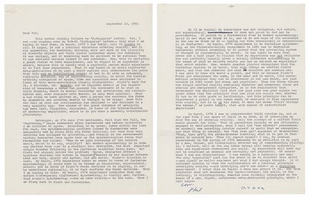 Lot #367 Philip K. Dick Typed Letter Signed on