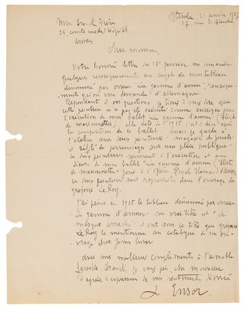 Lot #340 James Ensor Autograph Letter Signed and Signed Mailing Envelope - Image 2
