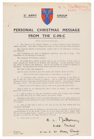 Lot #63 Field Marshal Bernard Law Montgomery's Signed Wartime Personal Messages to the Eighth Army and 21 Army Group — 