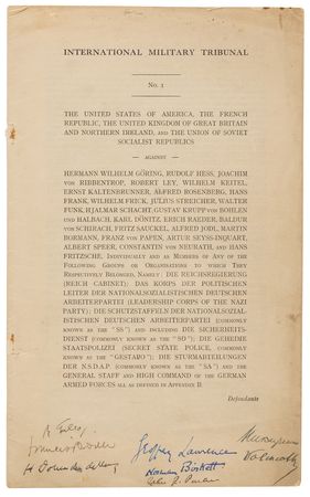 Lot #122 Nuremberg Trials: International Military Tribunal Indictment Signed by All (8) Judges - Image 2