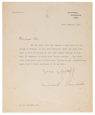 Lot #6 Winston Churchill Typed Letter Signed on