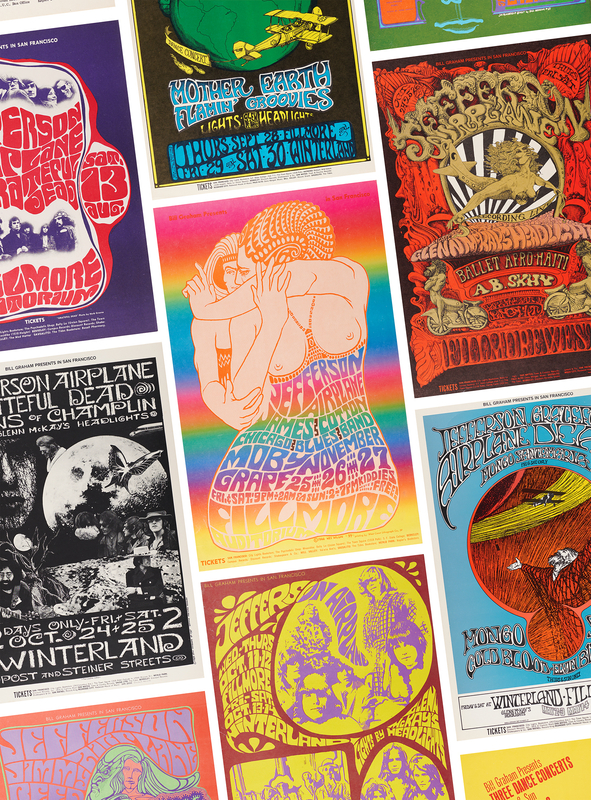 Lot 7307 Jefferson Airplane (11) Bill Graham Concert Posters, with Grateful Dead, Big Brother & The Holding Company, and John Lee Hooker