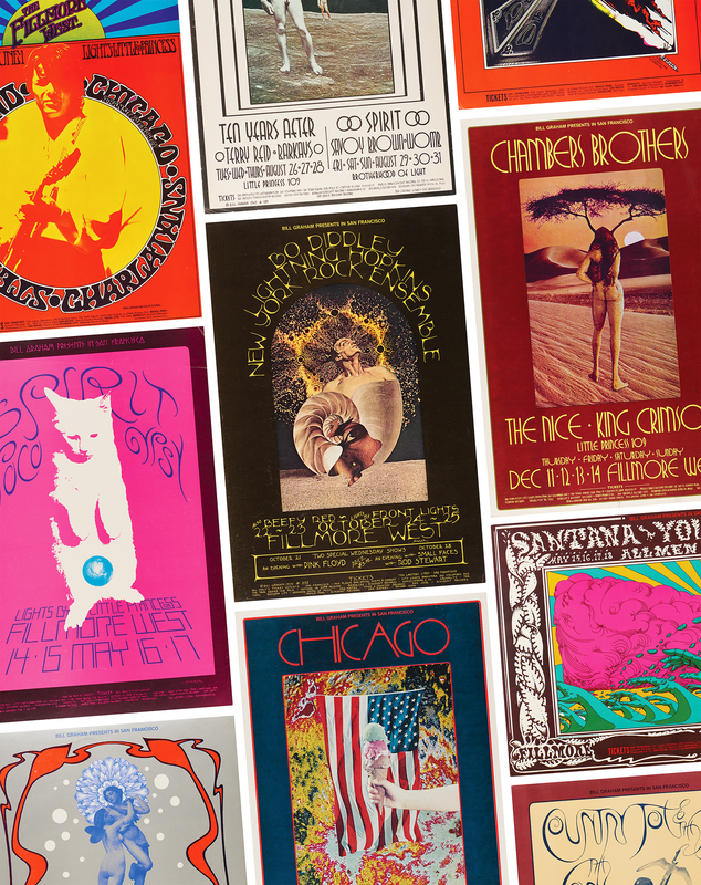 Lot 7298 Fillmore West: (10) Bill Graham Concert Posters, with Creedence Clearwater Revival, Santana, Chicago, and Lightning Hopkins