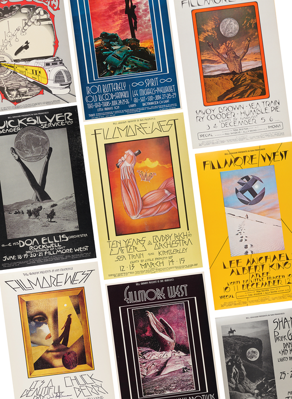 Lot 7299 Fillmore West: (10) Bill Graham Concert Posters, with Santana, Jeff Beck, Chuck Berry, and Humble Pie