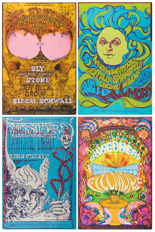 Lot 7304 Fillmore: (4) Bill Graham Concert Posters Signed by Lee Conklin and Richie Havens
