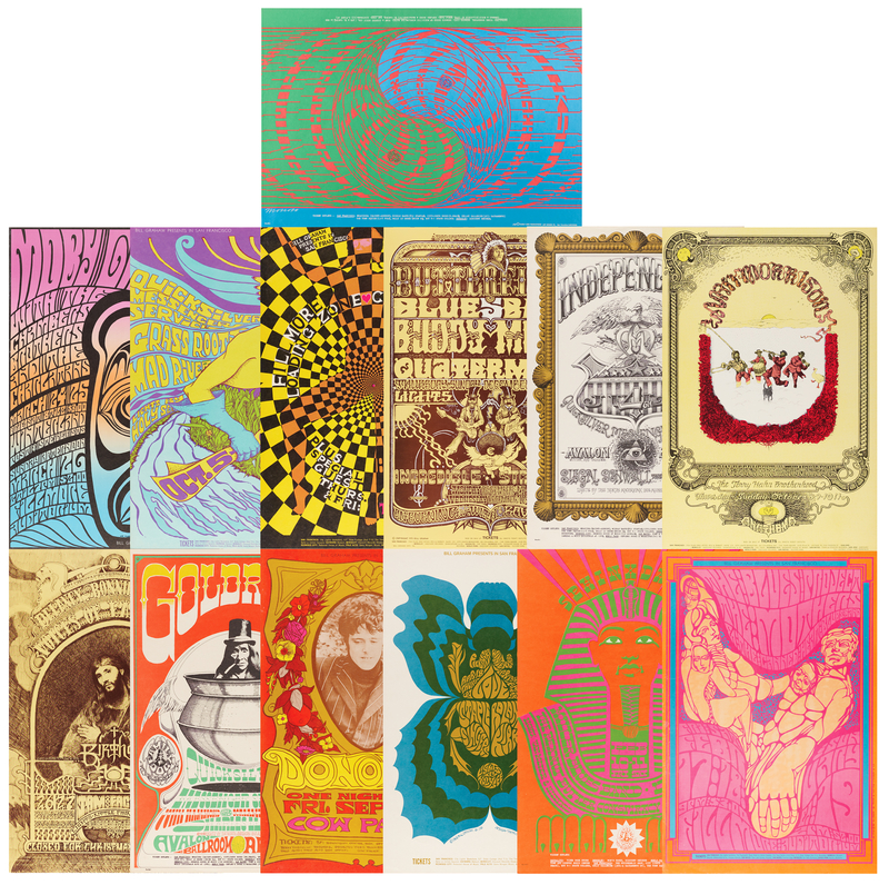 Lot 7308 San Francisco: (13) Bill Graham and Family Dog Music Posters, with Donovan, Van Morrison, Big Brother and the Holding Company, and Delaney & Bonnie