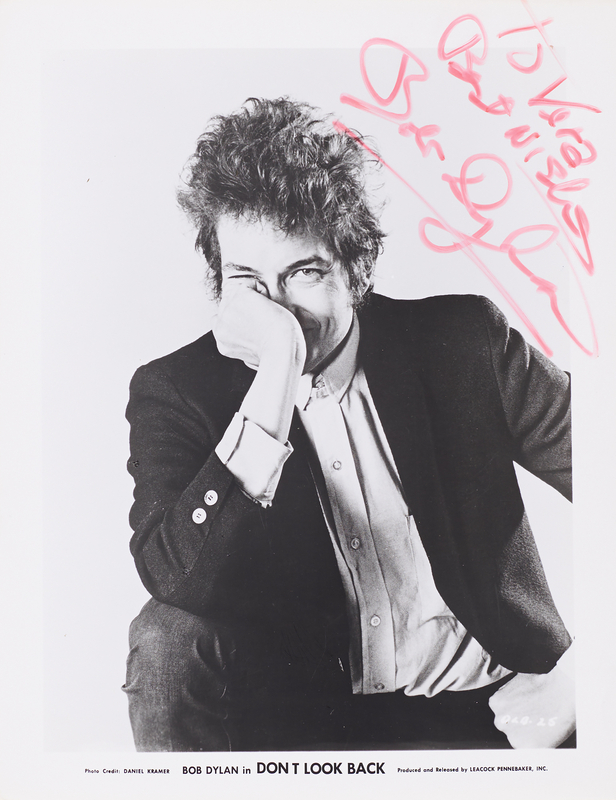 Lot 7091 Bob Dylan Signed Photograph for D. A. Pennebaker's Dont Look Back