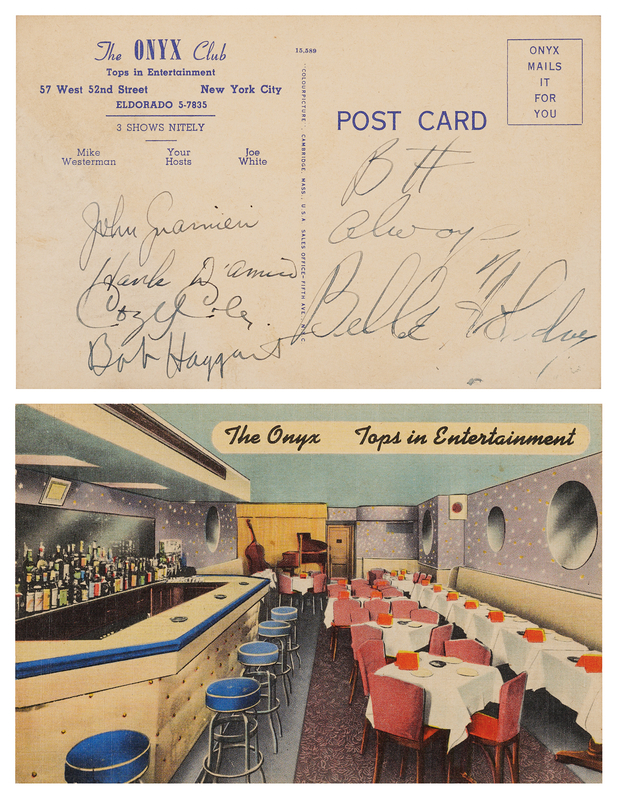 Lot 7247 Billie Holiday Signed Onyx Club Postcard