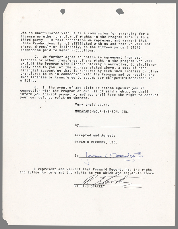 Lot 7086 Ringo Starr Document Signed for 