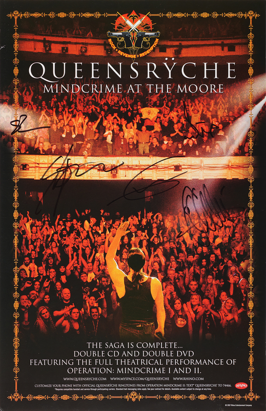 Lot 7432 Queensryche Signed 2006 'Mindcrime at the Moore' Concert Poster (11˝ x 17˝)
