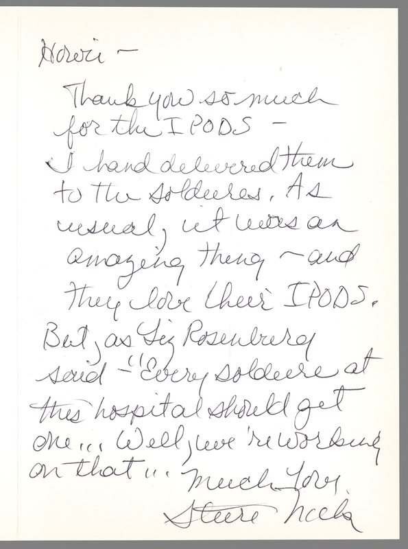 Lot 7427 Fleetwood Mac: Stevie Nicks Autograph Letter Signed - Thanking the President of Reprise Records for Supplying iPods for Soldiers