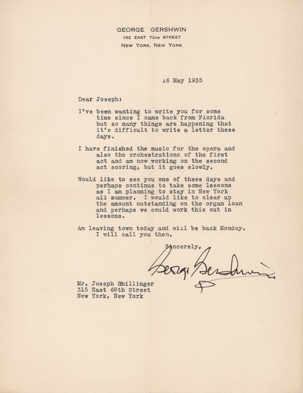 Lot 7246 George Gershwin Typed Letter Signed on Porgy and Bess: 