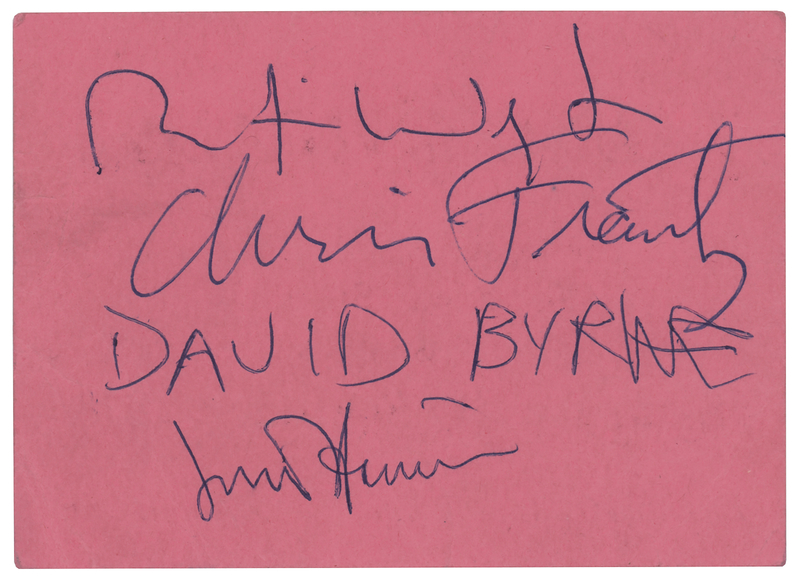 Lot 7435 Talking Heads Signed Ticket Stub