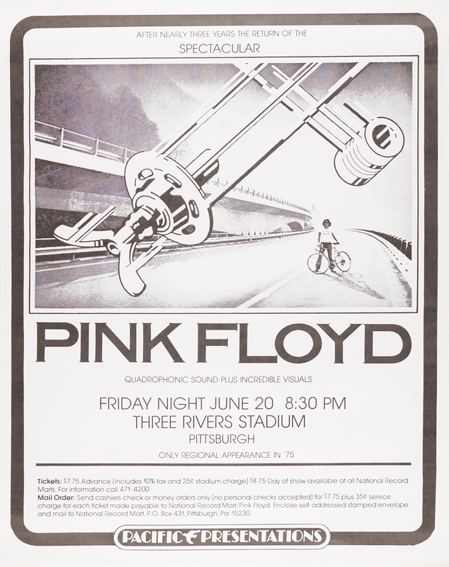 Lot 7240 Pink Floyd 1975 Pittsburgh Concert Poster (17.25˝ x 22˝)