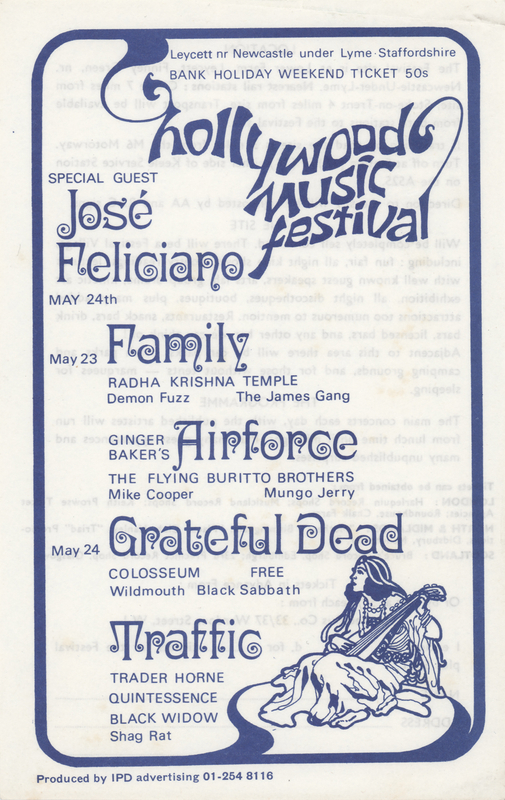 Lot 7182 Grateful Dead and Black Sabbath 1970 Hollywood Music Festival Handbill