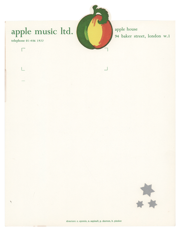 Lot 7060 Beatles: Apple Music Ltd. Letterhead Sheet (1967)