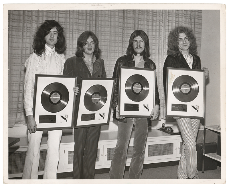 Lot 7229 Led Zeppelin Vintage 1969 'RIAA Gold Record' Photograph