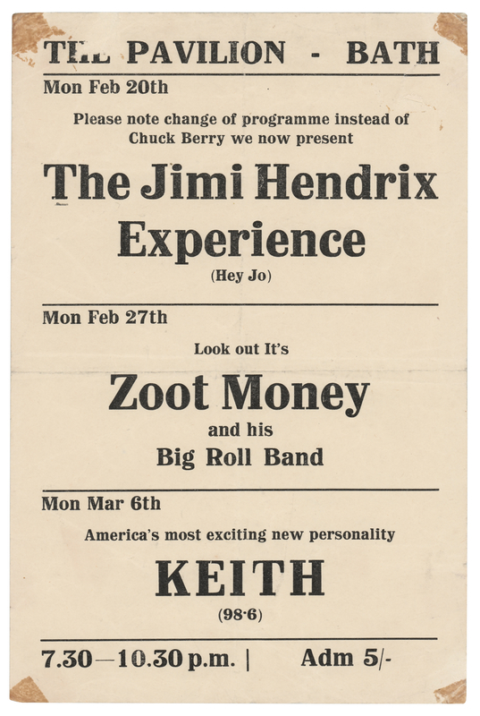 Lot 7107 Jimi Hendrix Experience Original 'The Pavilion' Concert Handbill (February 20, 1967)