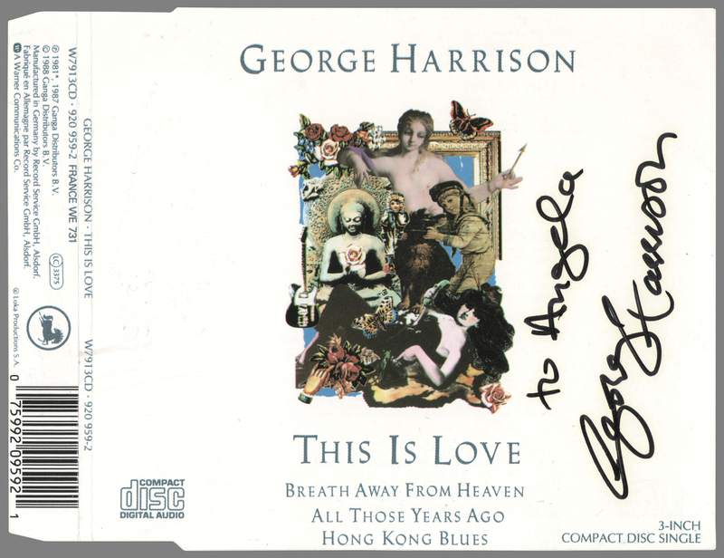 Lot 7030 George Harrison Signed CD Inlay for the Single 'This Is Love'