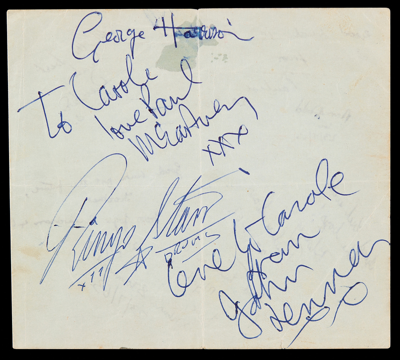 Lot 7004 Beatles Signatures - Obtained at Irby Village Hall, September 7, 1962 - One Month After Ringo Starr’s Arrival