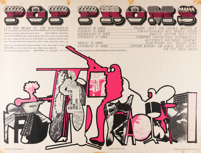Lot 7314 Fleetwood Mac and T-Rex 1970 'Pop Proms' Poster (April 1970) - 40˝ x 30˝