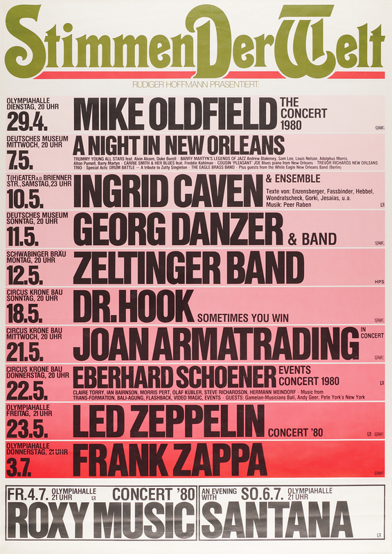 Lot 7223 Led Zeppelin 1980 Olympiahalle Concert Poster (23.5˝ x 33˝) - The Band's Penultimate Performance
