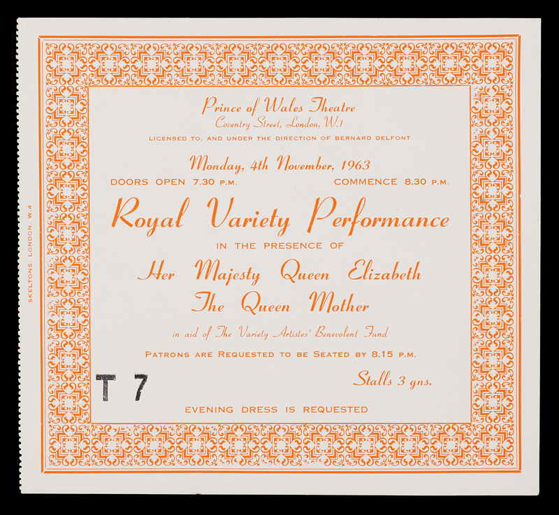 Lot 7036 Beatles 1963 Royal Variety Performance Concert Ticket Stub